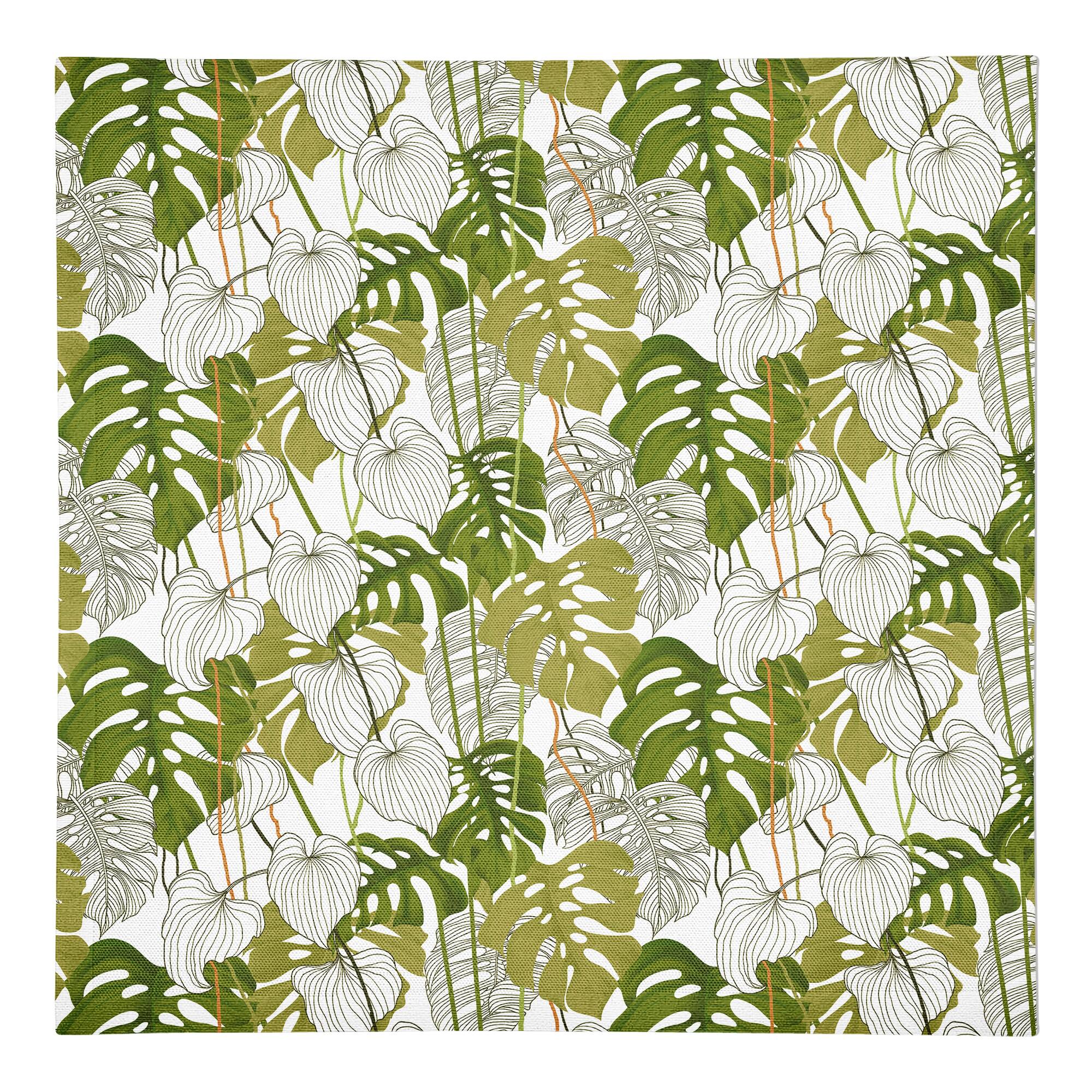 Yellow Green Monstera 10" x 10" Cotton Twill Napkin